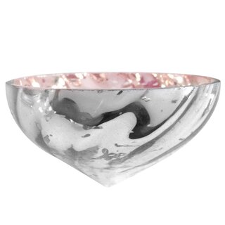 Schwimmschale Ø 7,5cm für Teelichter Silber rosa geschwungenes Glas