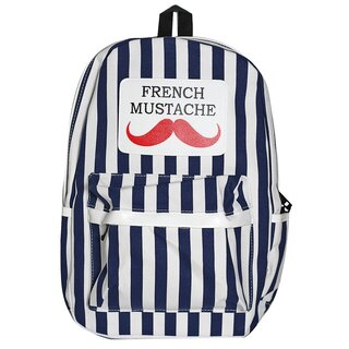 French Mustache Rucksack 43 x 35 cm Daypack Blau gestreift