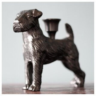 Terrier Kerzenständer Hundefigur 13,5 x 13 cm Metall Schwarz