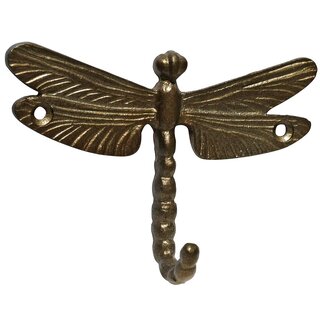 Hübscher Kleiderhaken Dekohaken Libelle Metall Haken 11x7,5cm Bronze