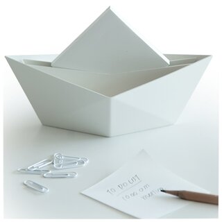 Notizzettelhalter Organizer Papierschiff Metall Dekofigur 19 cm weiß Paperboat