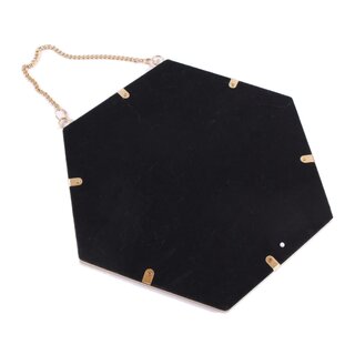 Spiegel eckig Hexagon zum Hängen metall gold 30 x 26 cm mit Kette