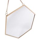 Spiegel eckig Hexagon zum Hängen metall gold 30 x 26 cm...