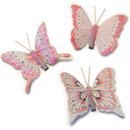 Schmetterling am Clip Sommerdeko rosa Federn 7,5 x 7 cm...
