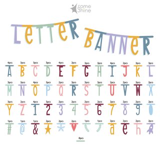 Buchstaben Girlande DIY Letter Banner 125 Stk. 10,5 x 0,8 cm