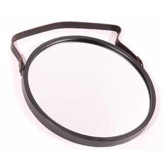 Spiegel rund zum Hngen metall schwarz  40,5 cm mit Lederband