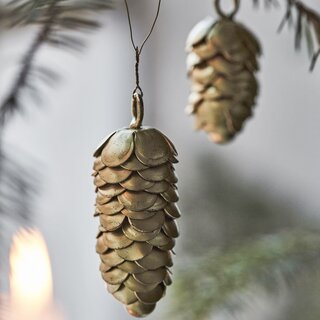 Goldenes Zapfen Ornament Set Weihnachten Tannenbaumhänger 