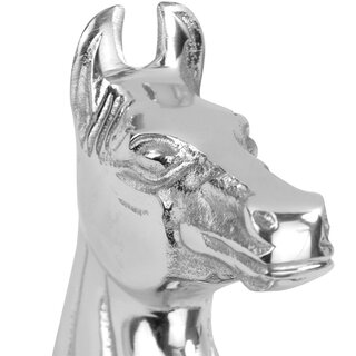 Doppel-Haken Pferdekopf Garderobe Kleiderhaken Silber Metall 16,5 x 9,5 cm Wandhaken Pferd